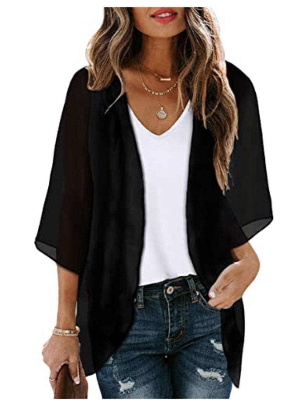 Women's Floral Chiffon Kimono Cardigan Beach Coverup Sheer Summer Top